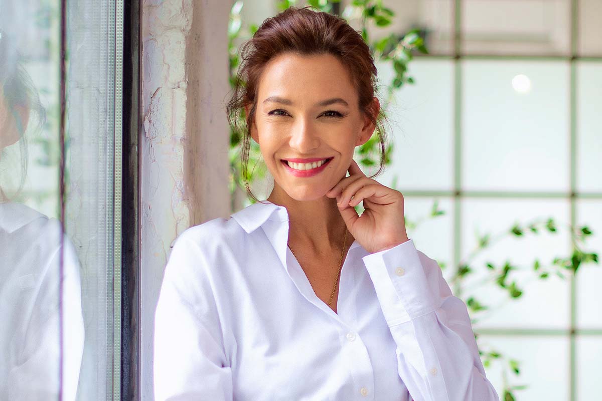 A woman after Morpheus8 RF Microneedling Kitchener-Waterloo